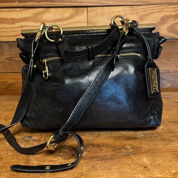 Badgley Mischka Black Leather Handbag - Picture 5 of 10